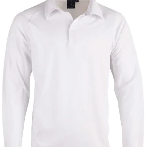 Winning Spirit Kids long sleeve mesh knit cricket polo (PS29KL)
